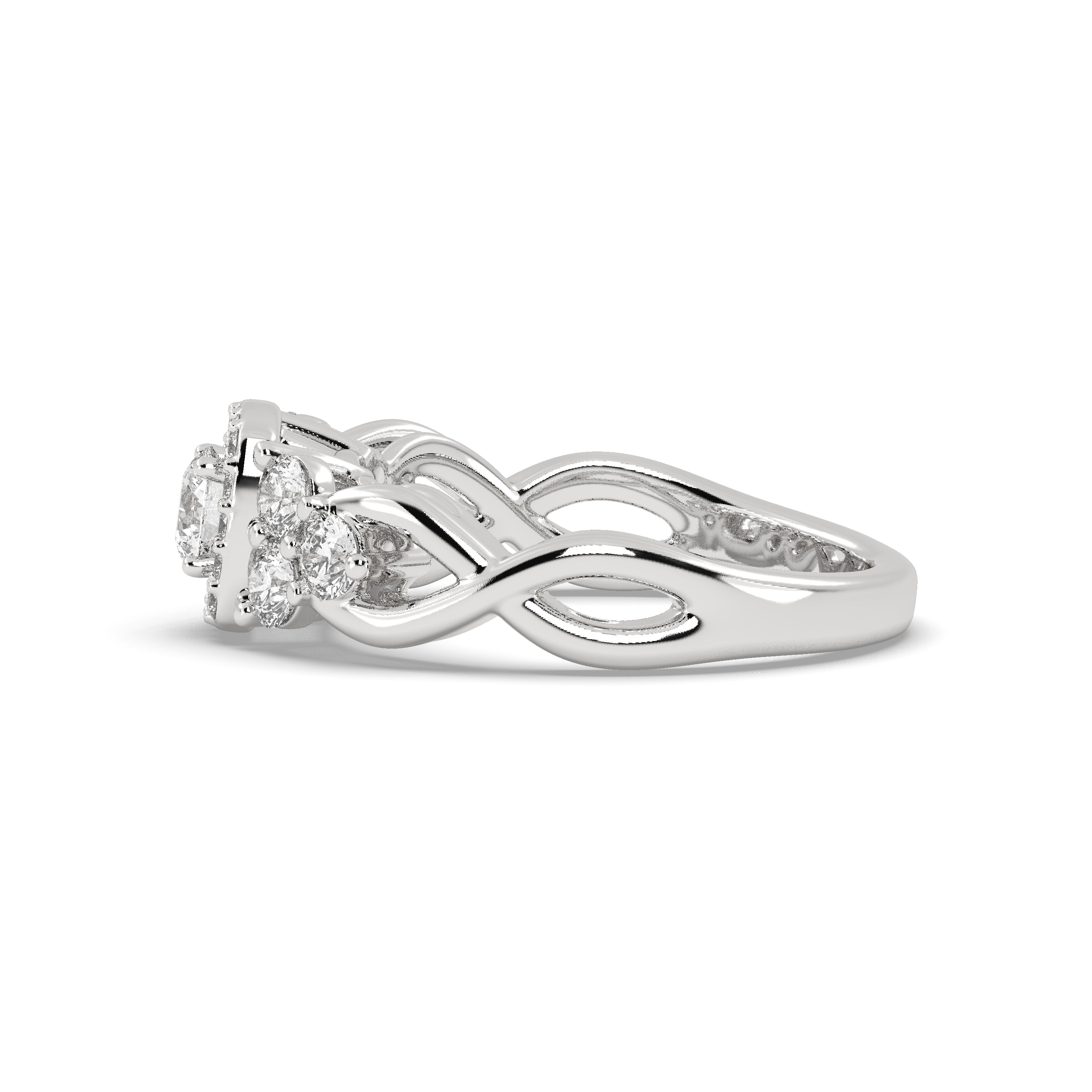 White Gold Studded 1.43 Carat Lab Grown Diamond Ring-F Color VS2 Clarity.